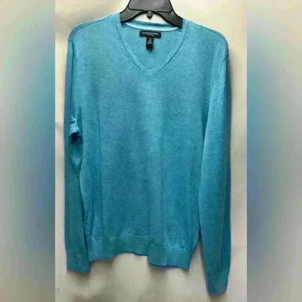Banana Republic Men’s V-neck Pullover Sweater Silk Linen Blend Size Medium